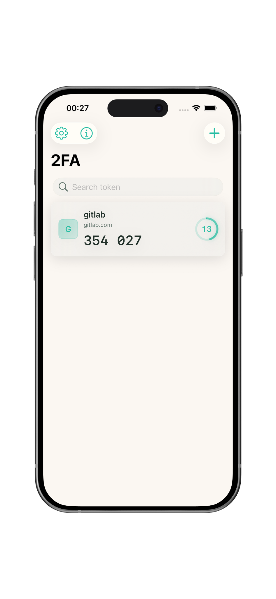 2FA token list screen
